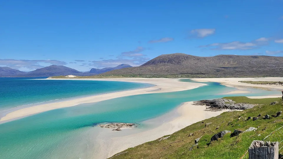Machair and a sandy beach on the Isle of Harris
